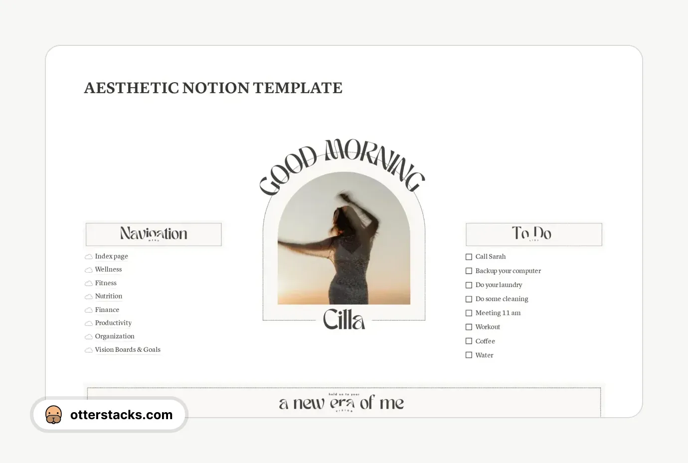 Notion template Digital Life Planner Personalized Aesthetic