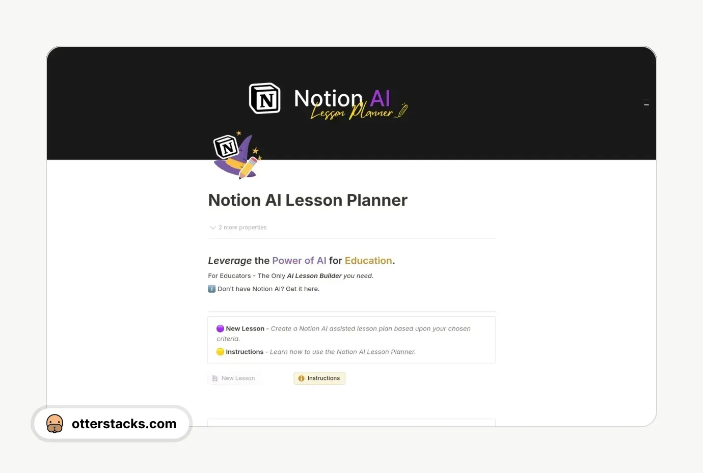 Notion template AI Lesson Planner