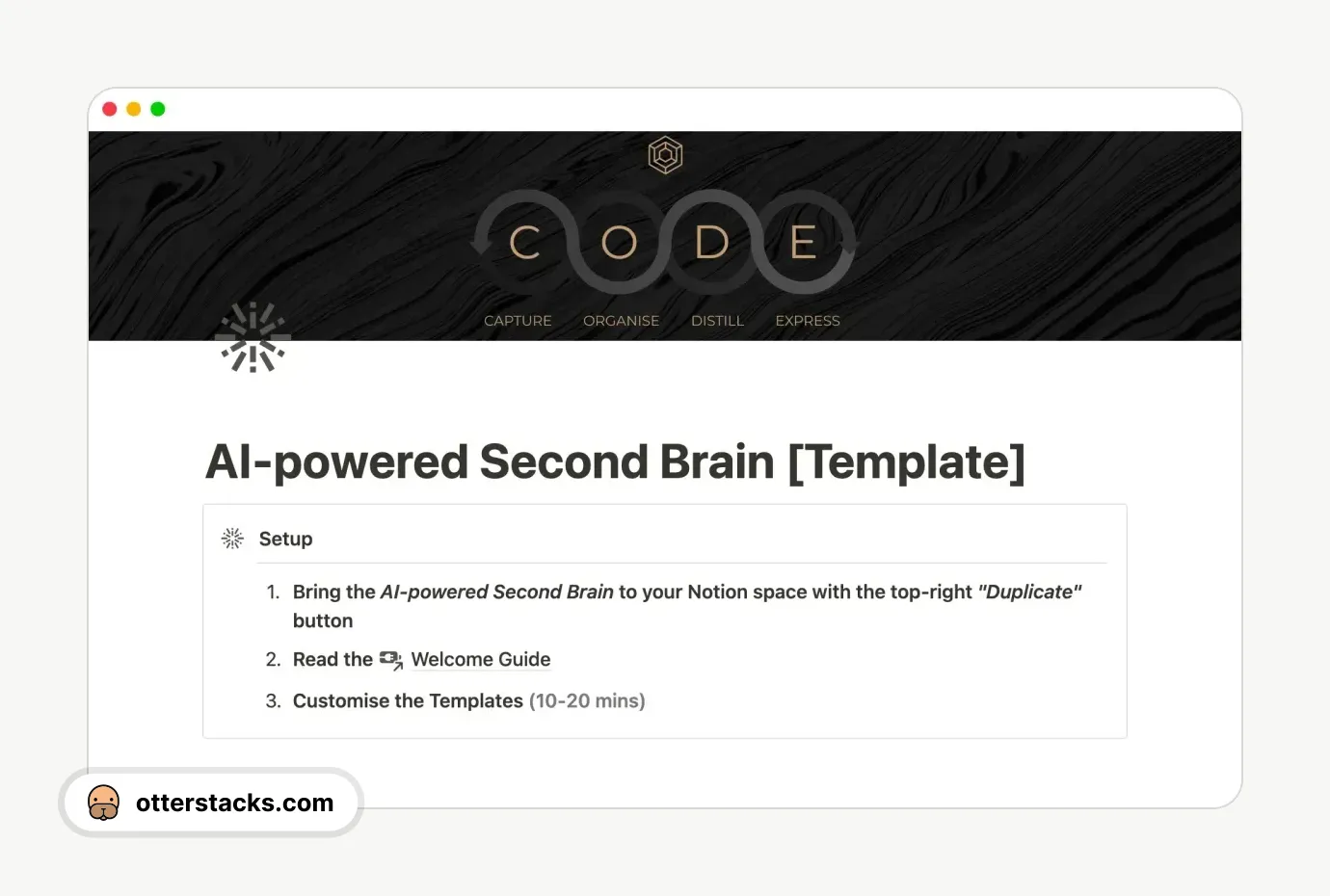 Notion template AI-powered Second Brain