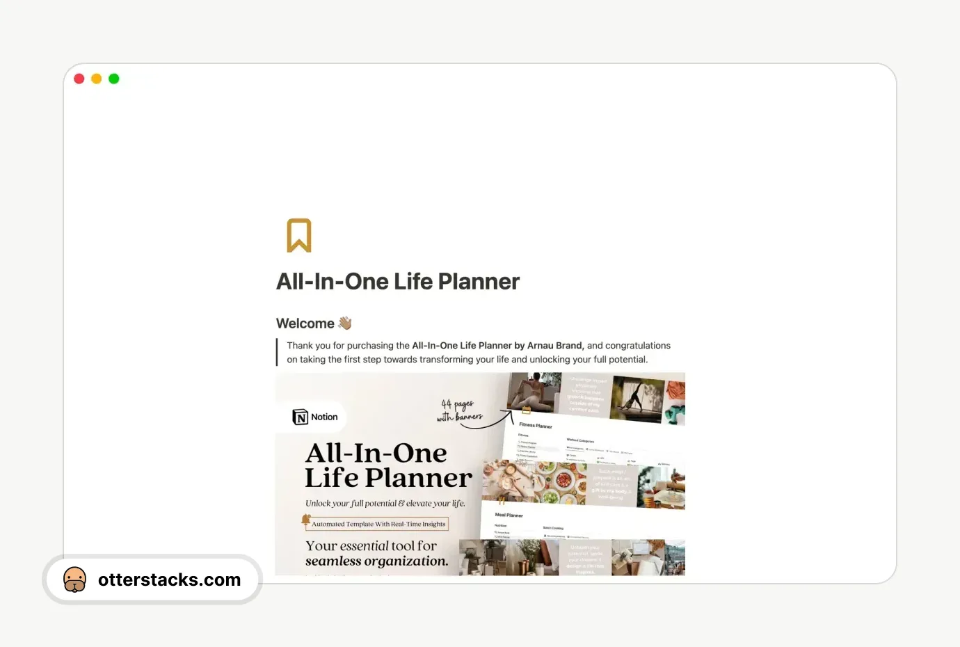 Notion template All-In-One Life Planner