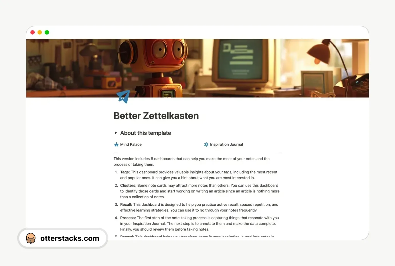 Notion template Better Zettelkasten