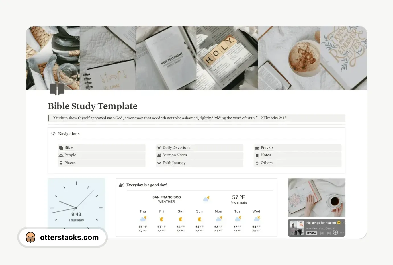 Notion template Bible Study Dashboard