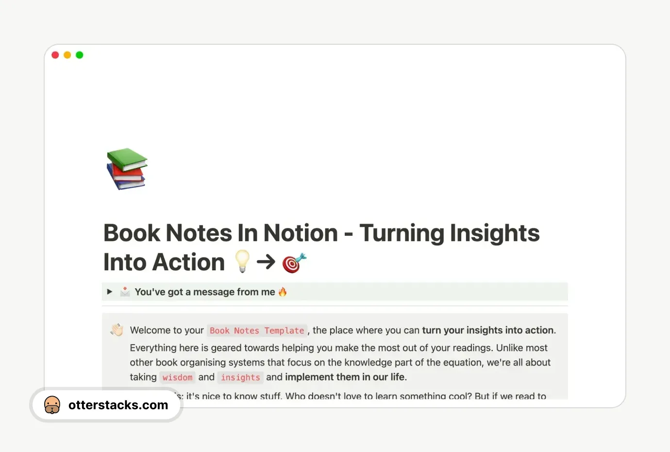 Notion template Book Notes for Notion