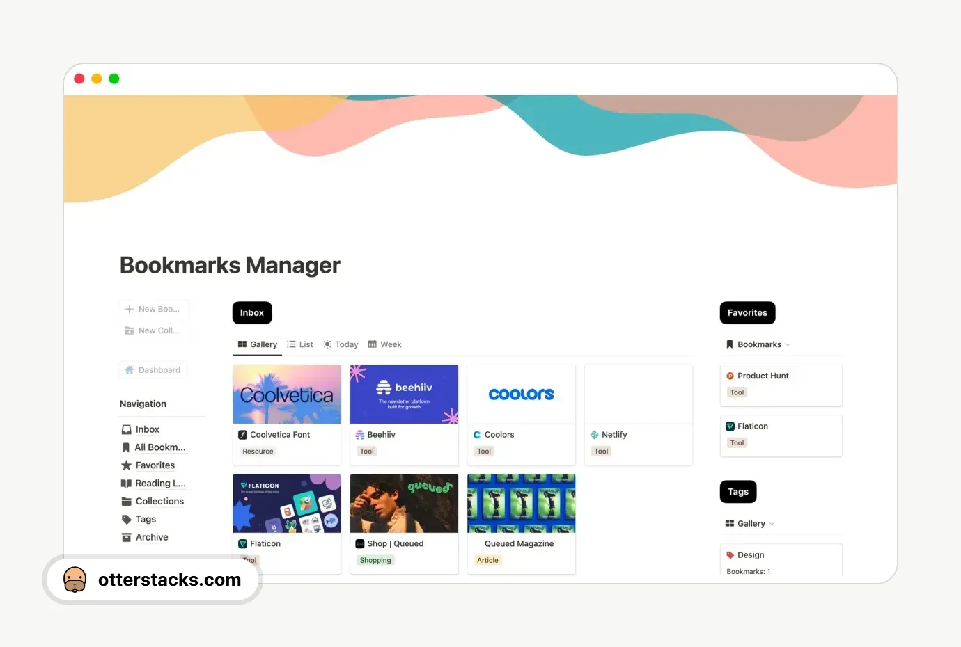 Notion template Bookmarks Manager