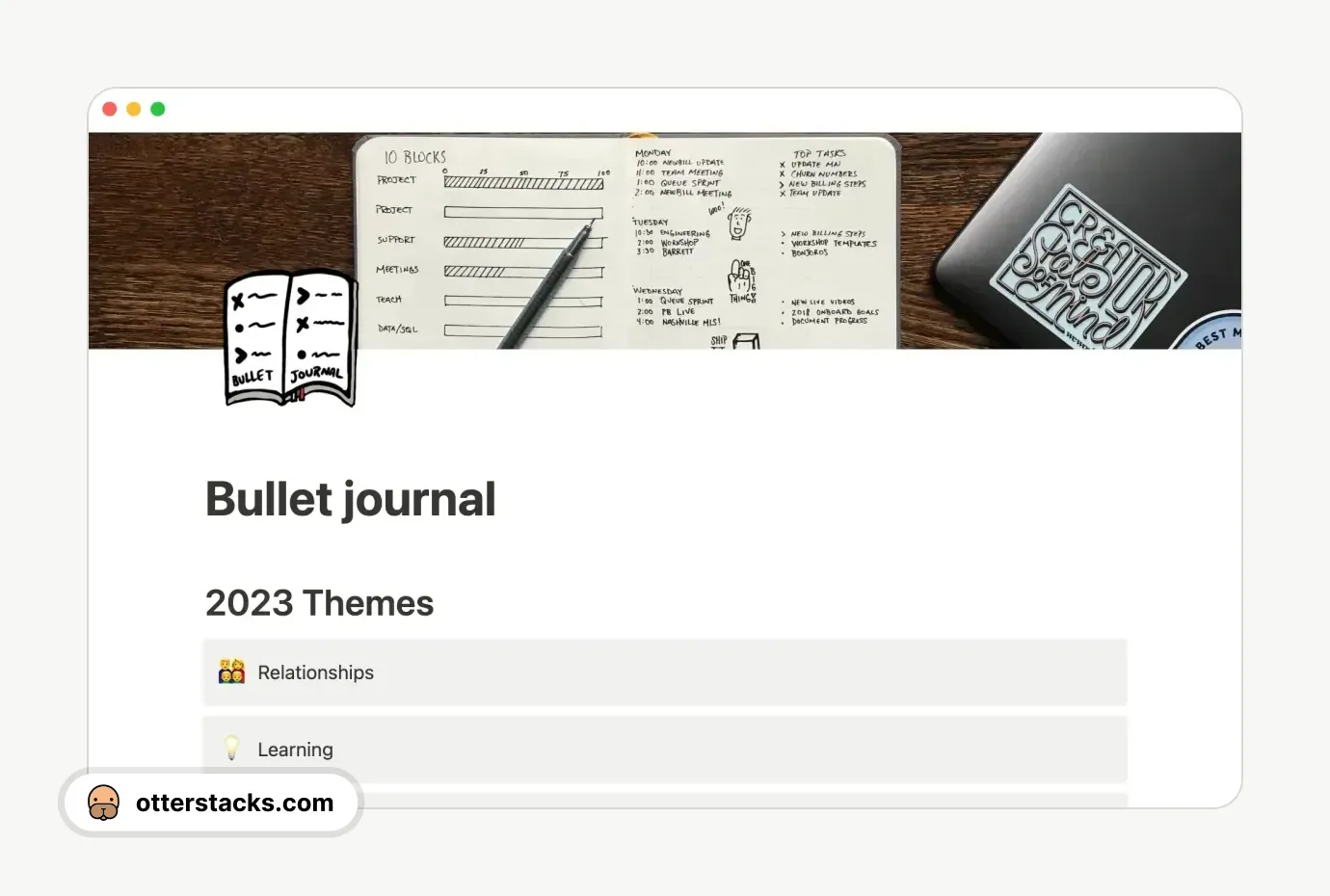 Notion template Bullet journal