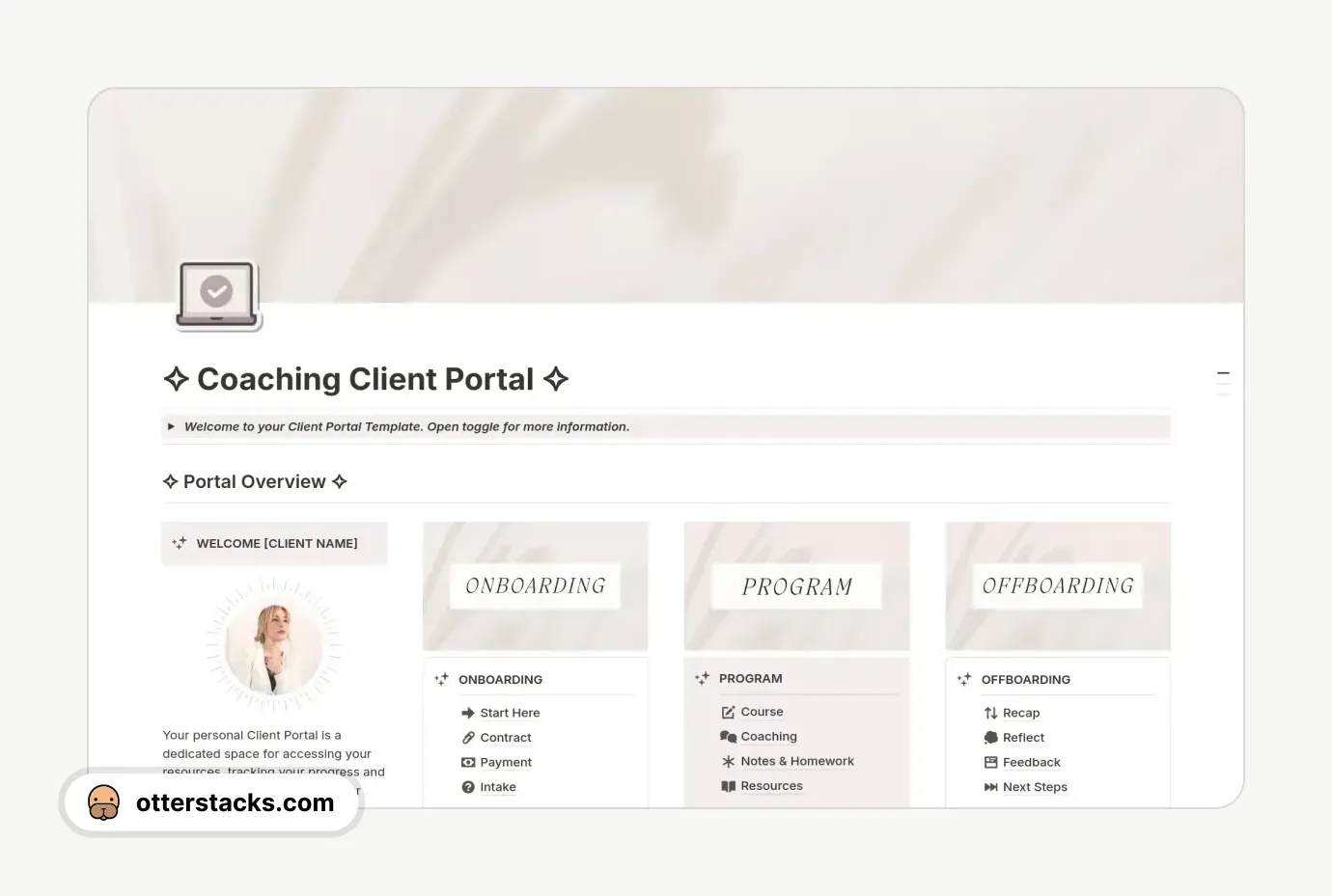 Notion template Coaching Client Portal