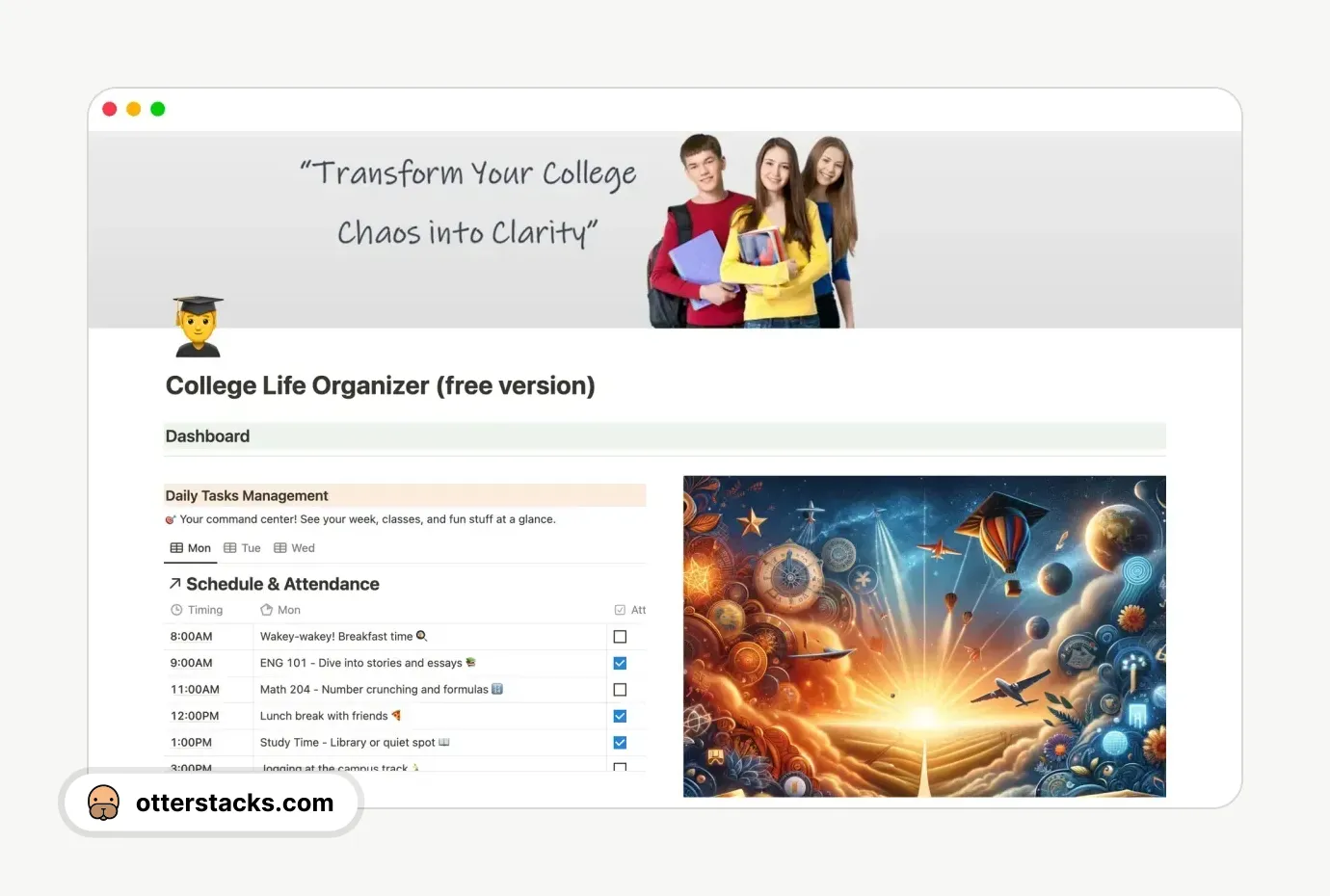 Notion template College Life Organizer