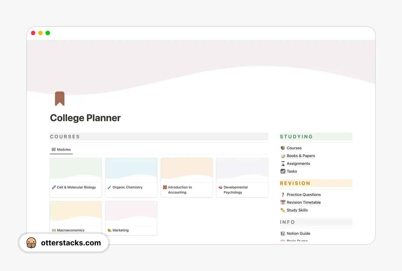 Notion template College Planner & Dashboard