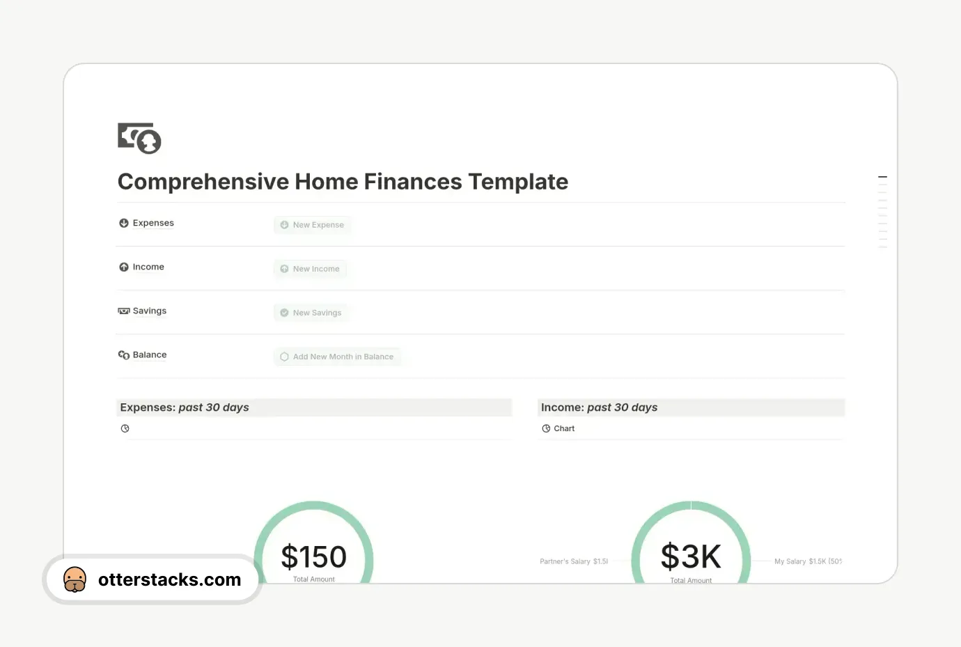 Notion template Comprehensive Home Finances