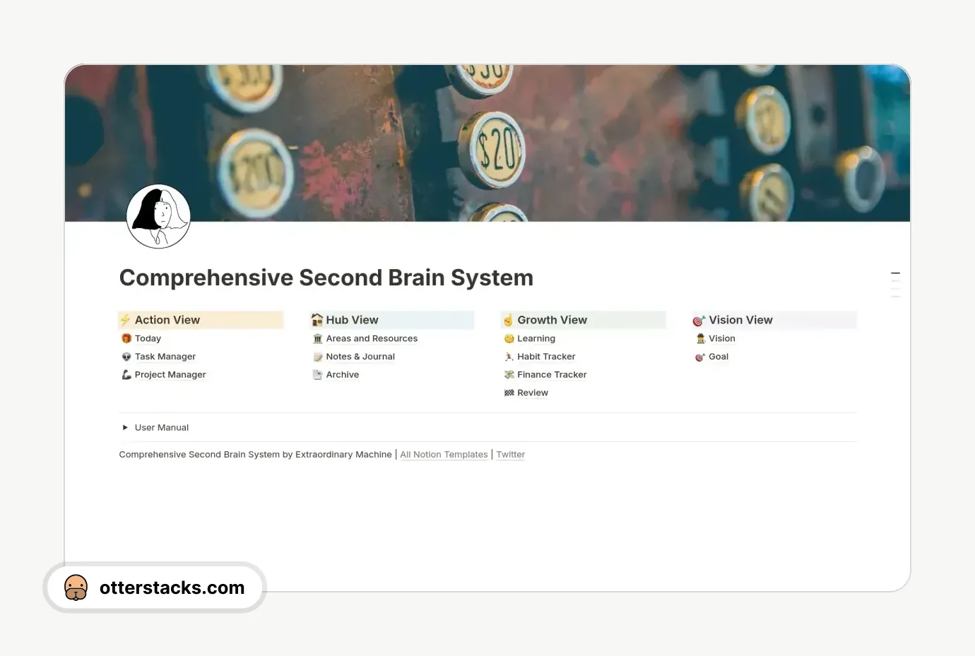 Notion template Comprehensive Second Brain System