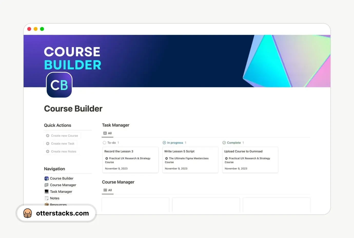 Notion template Course Builder