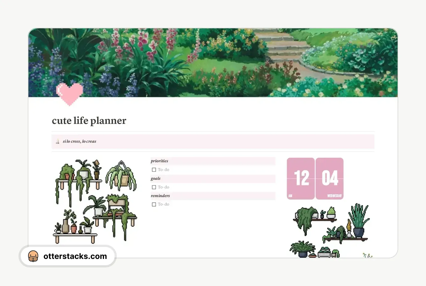 Notion template cute life planner!