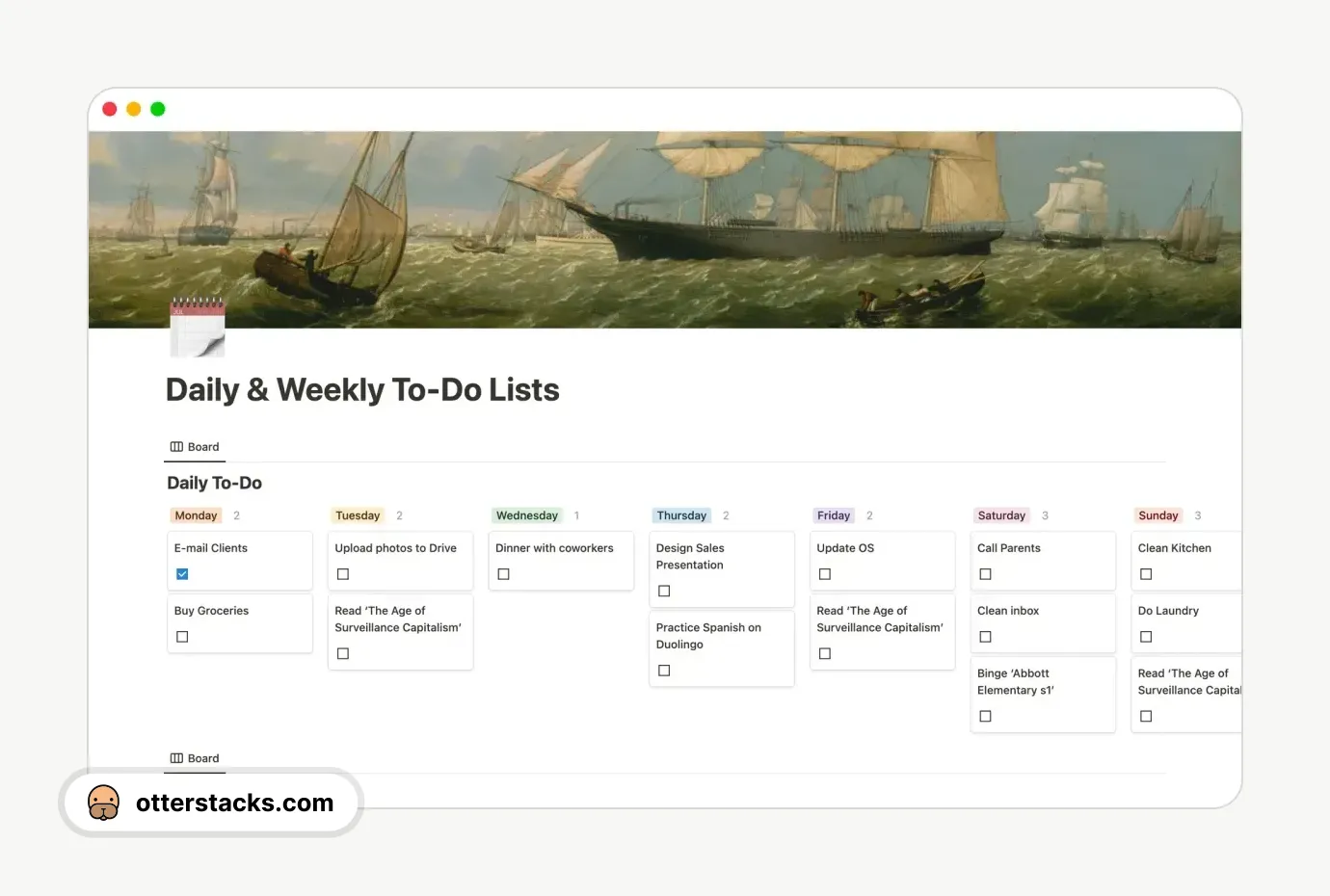 Notion template Daily & Weekly To-Do Lists