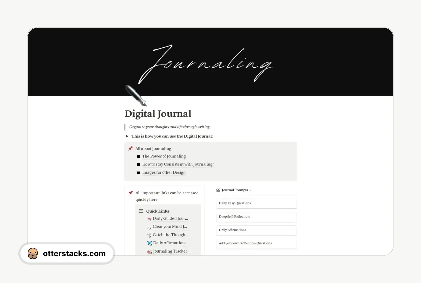 Notion template Digital Journal