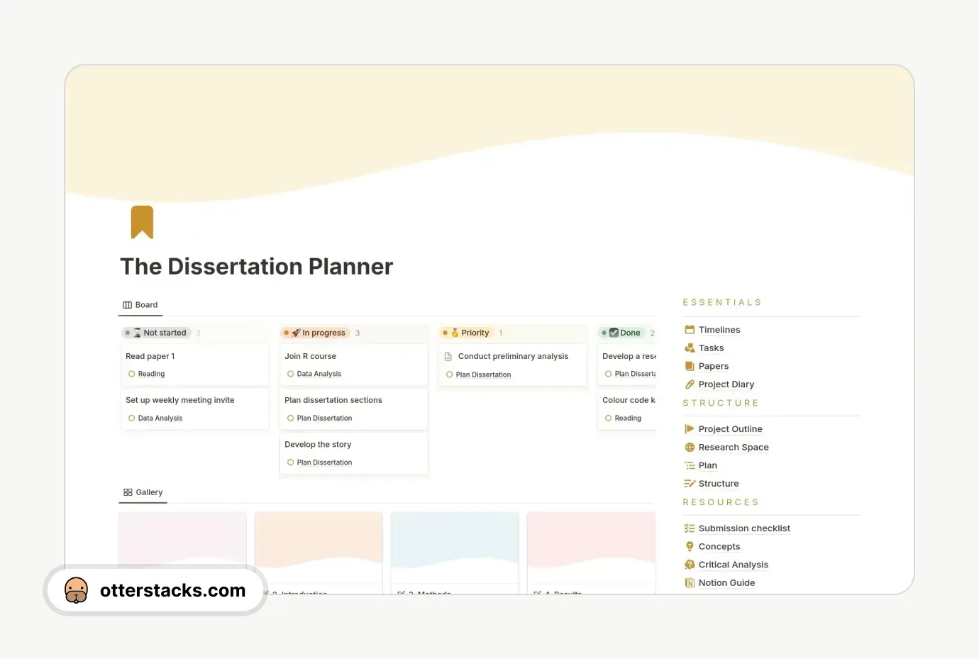 Notion template The Dissertation Planner