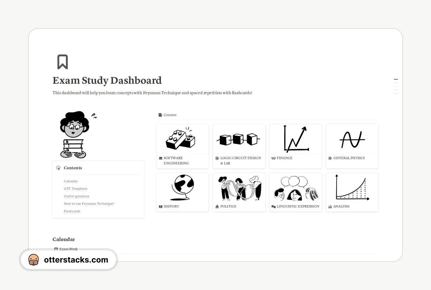 Notion template Exam Study Dashboard