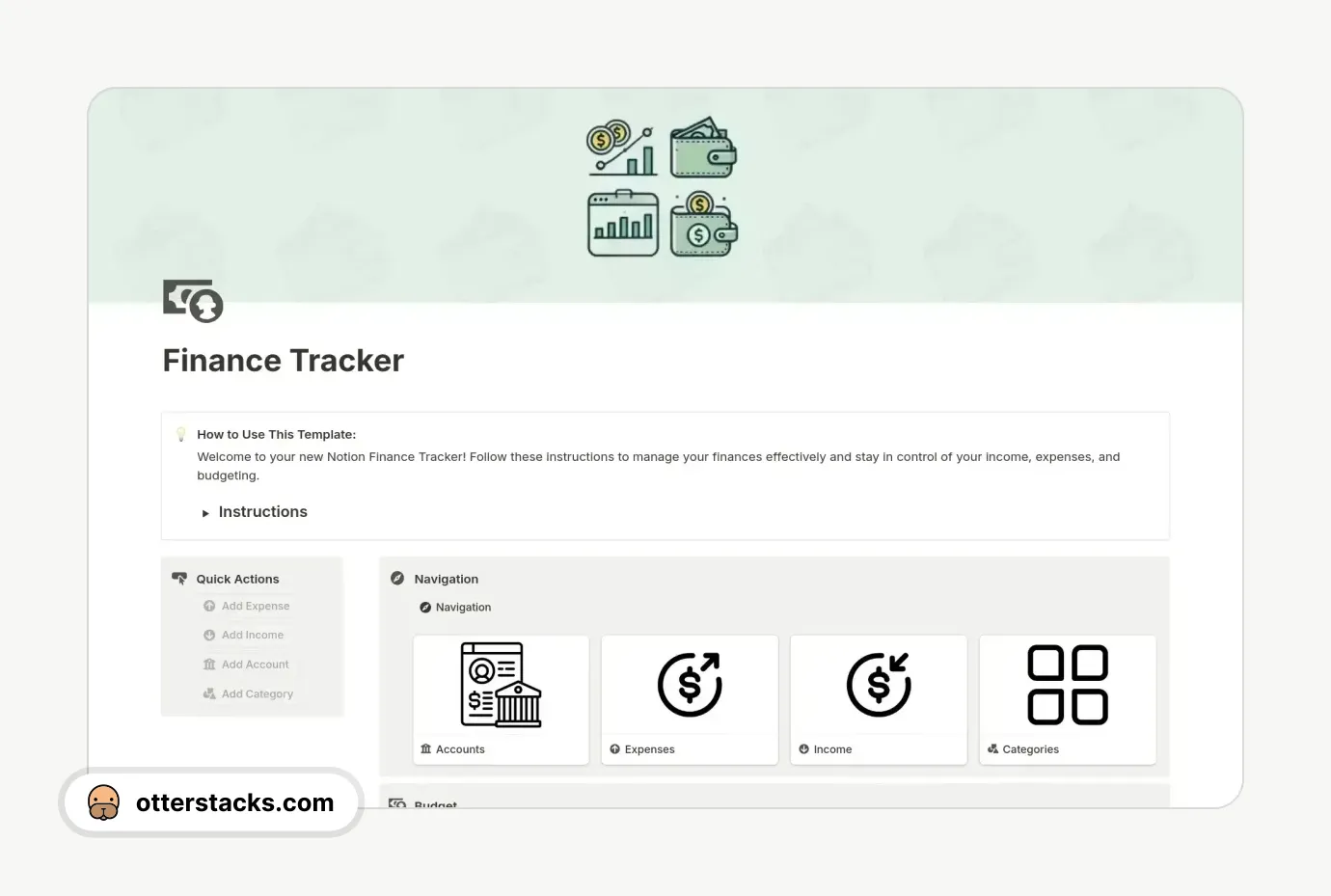 Notion template Finance Tracker