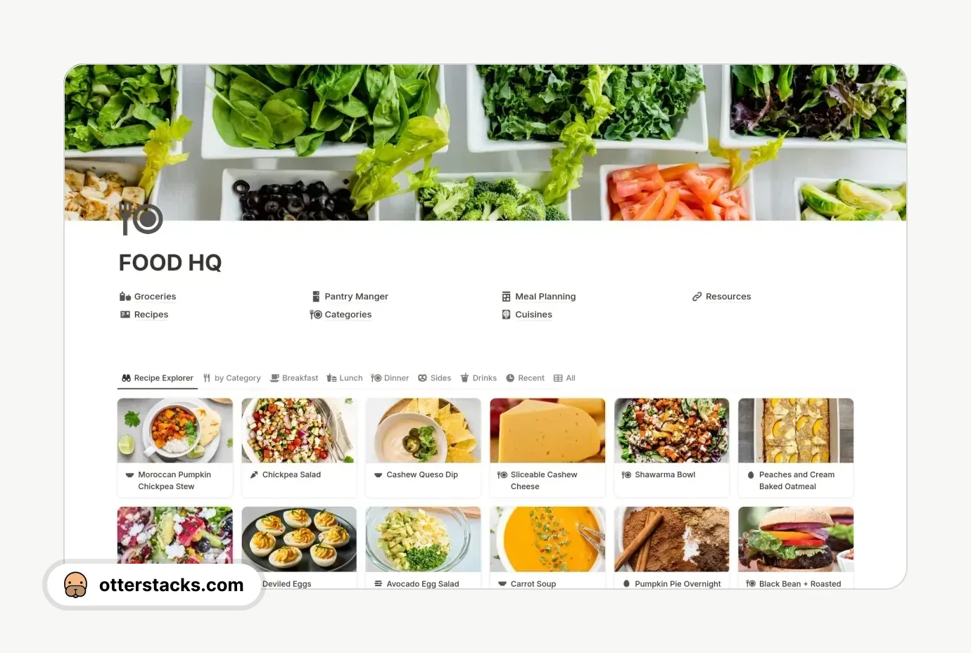 Notion template Food HQ