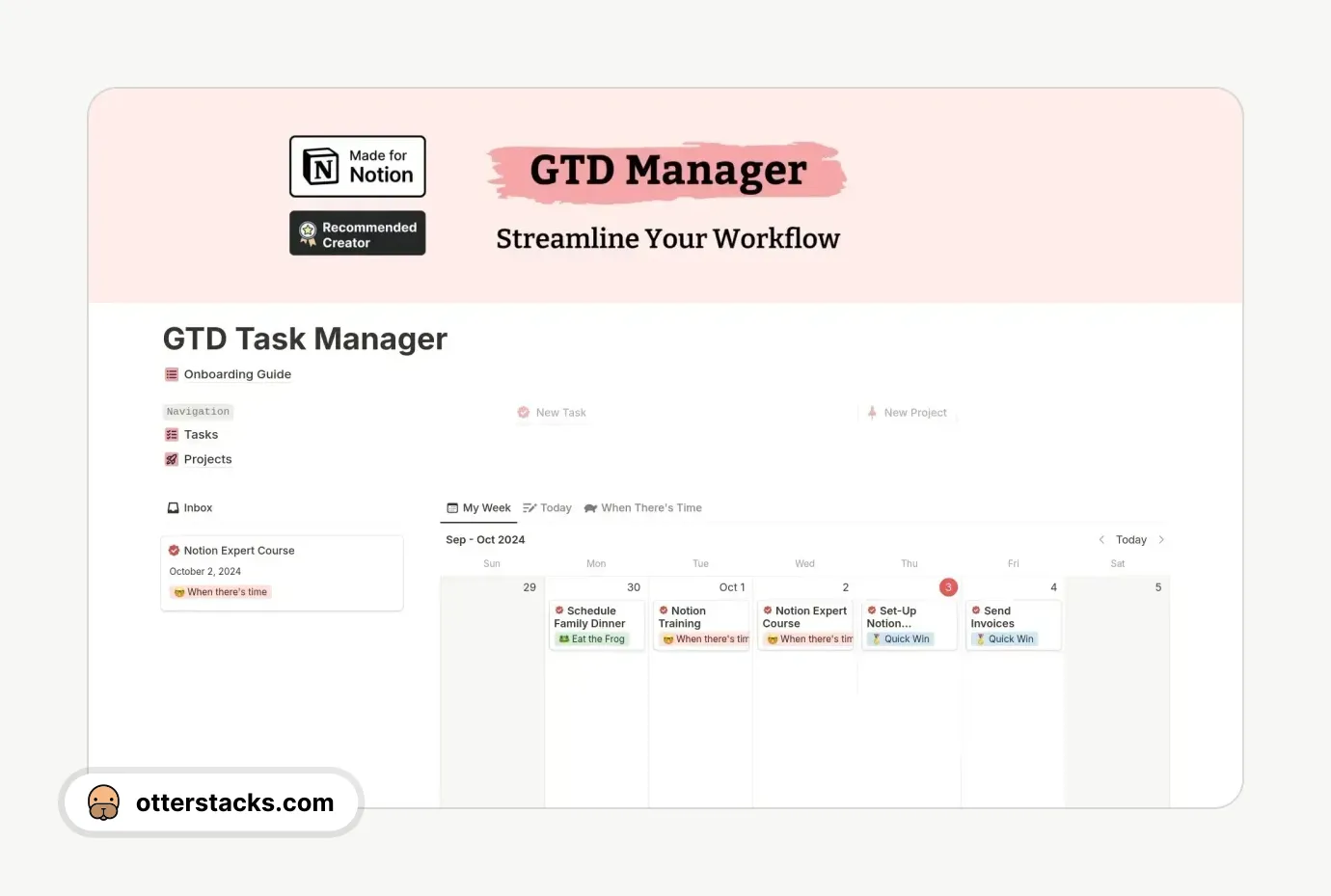 Notion template Getting Things Done (GTD) Task Manager