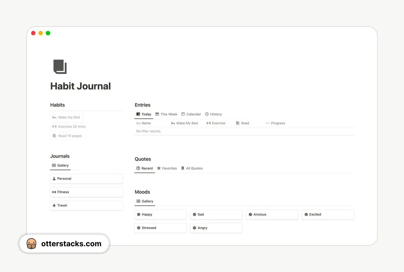 Notion template Habit Journal