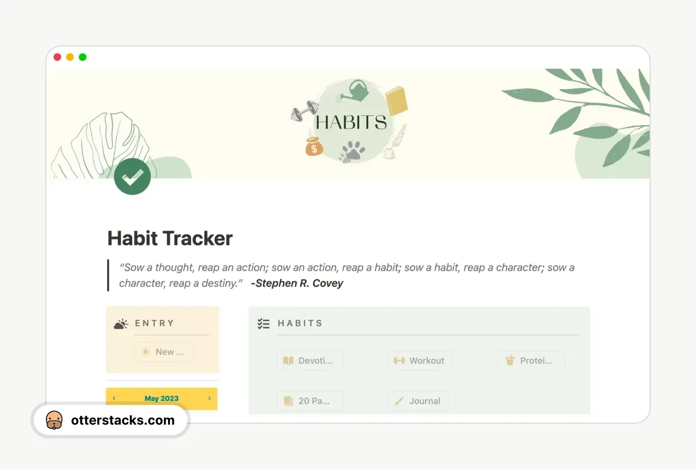 Notion template Habit Tracker