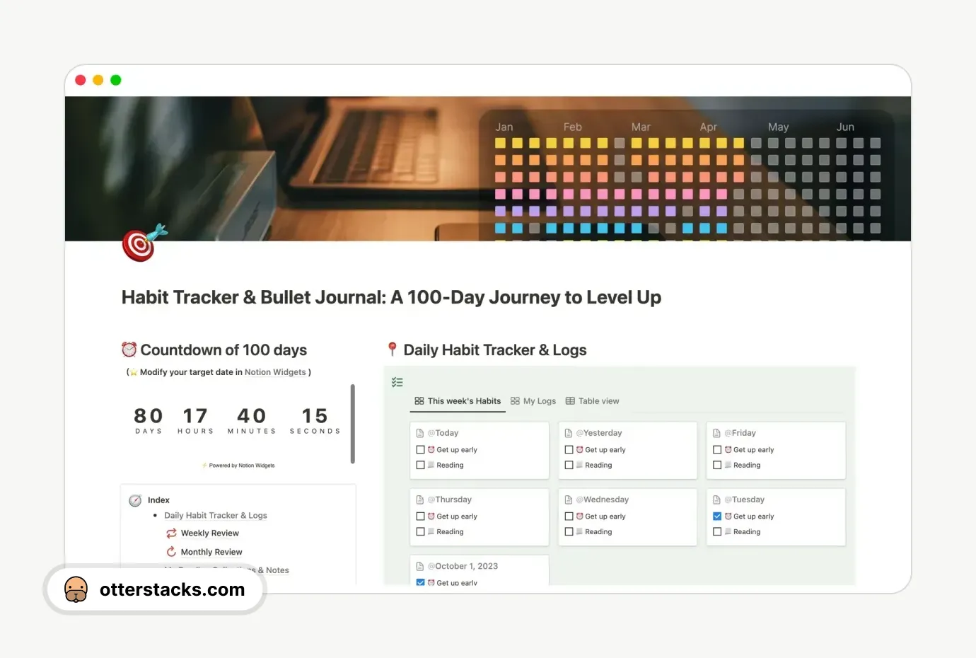 Notion template Habit Tracker & Bullet Journal