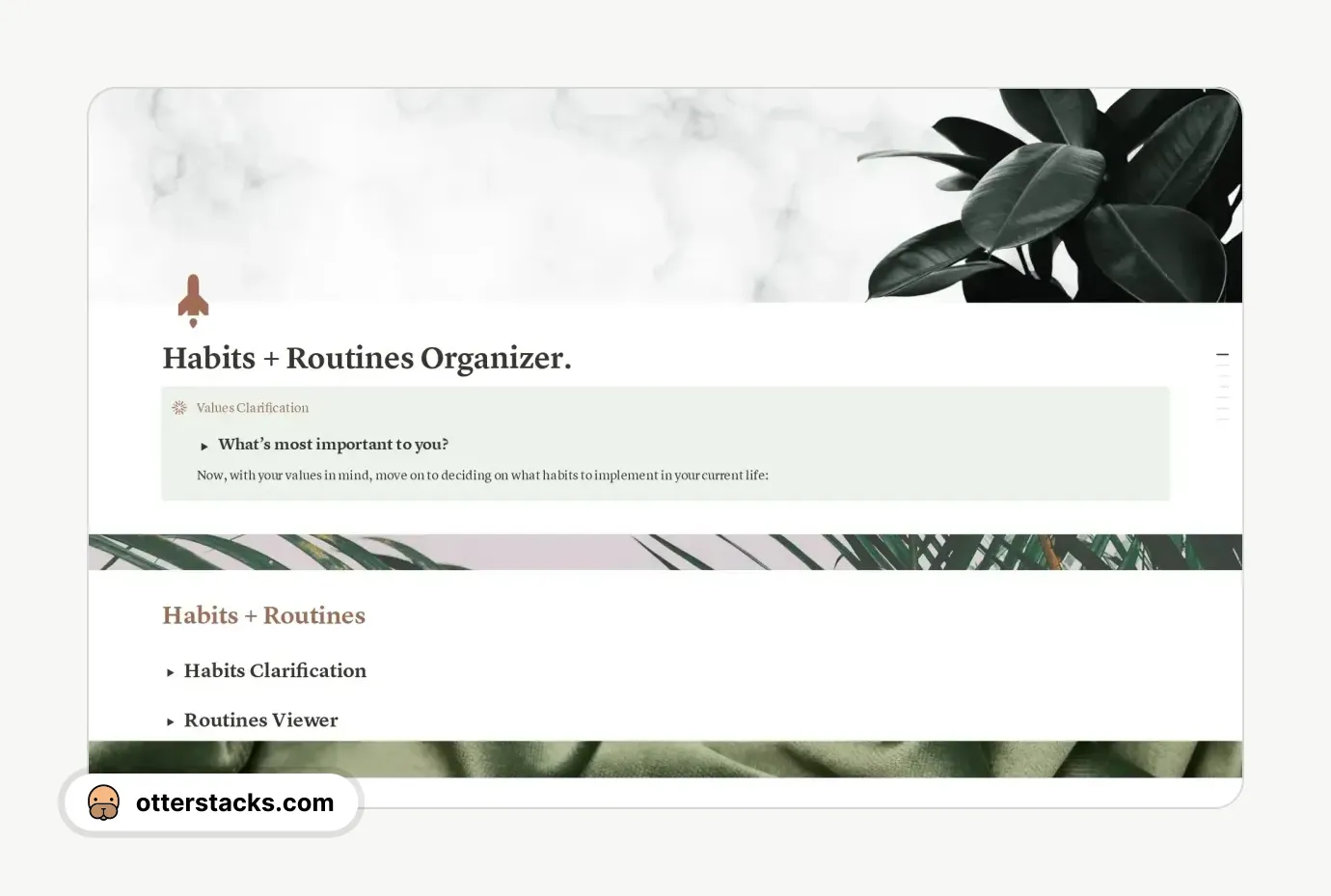 Notion template Habits + Routines Organizer and Tracker