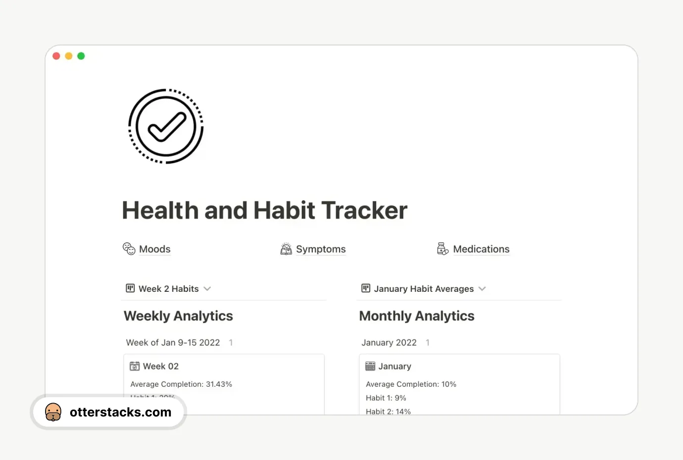 Notion template Health & habit tracker