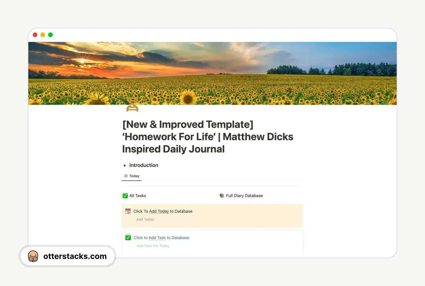 Notion template ‘Homework For Life’ | Daily Journal