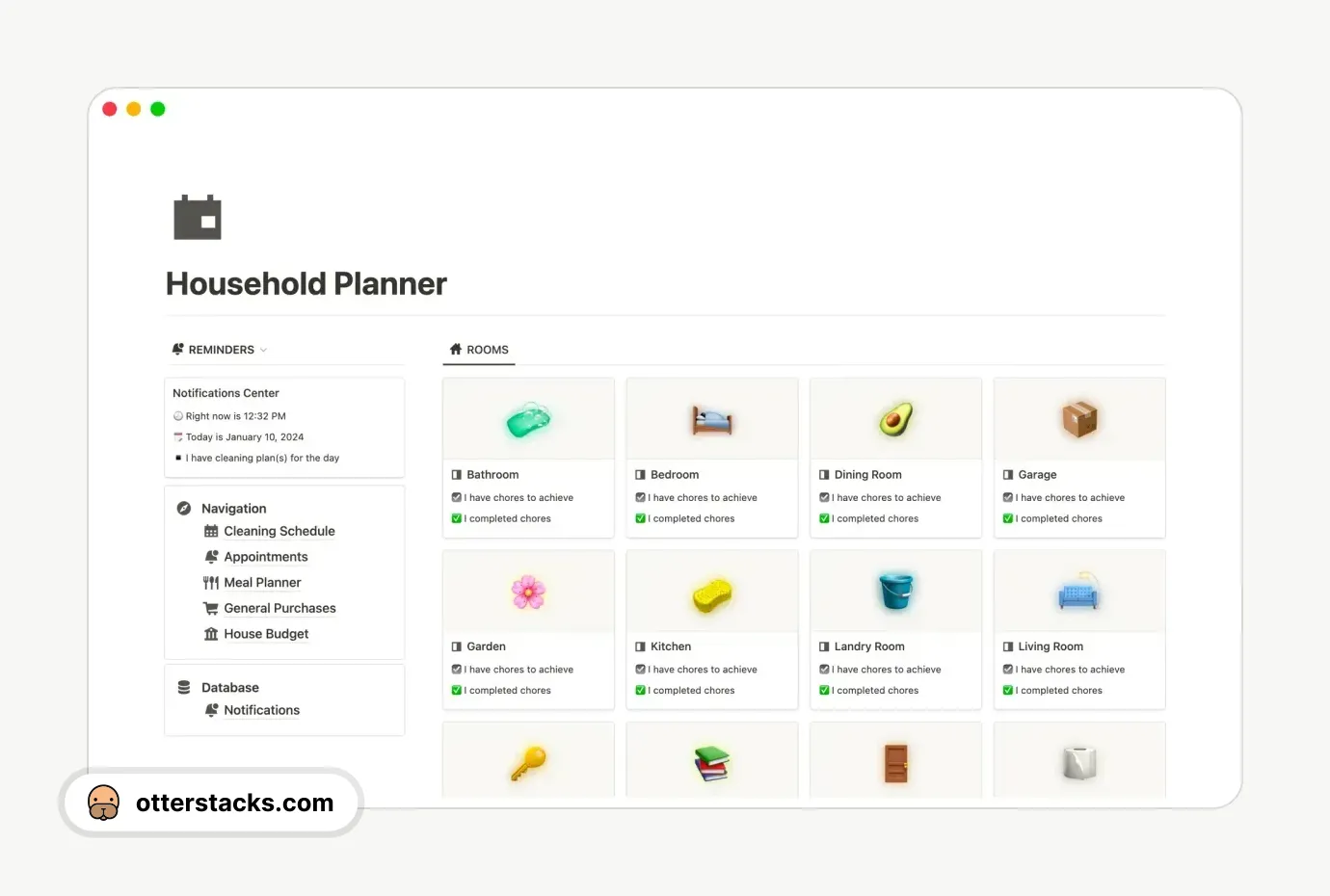 Notion template Household Planner