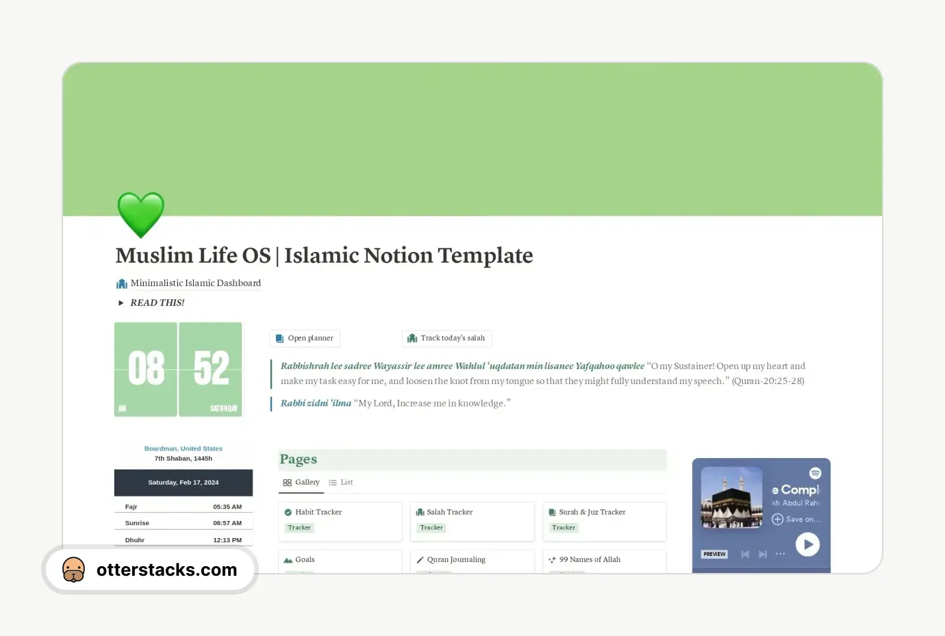 Notion template Muslim Life OS | Islamic planner, Ramadan tracker