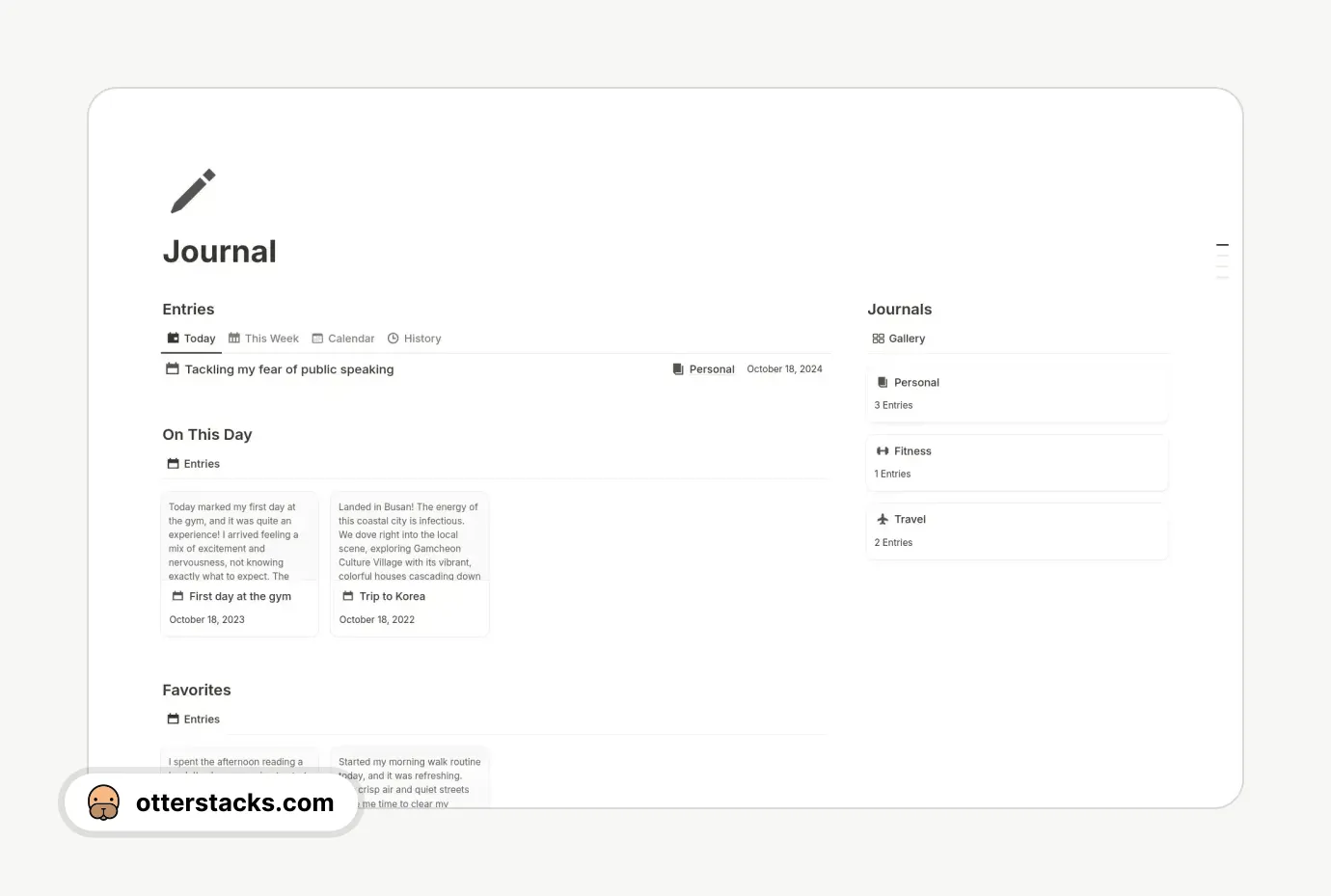 Notion template Daily Journal