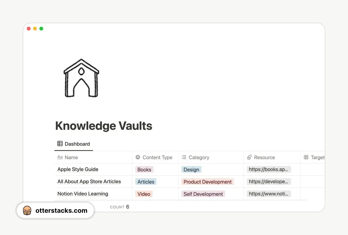 Notion template Knowledge vaults