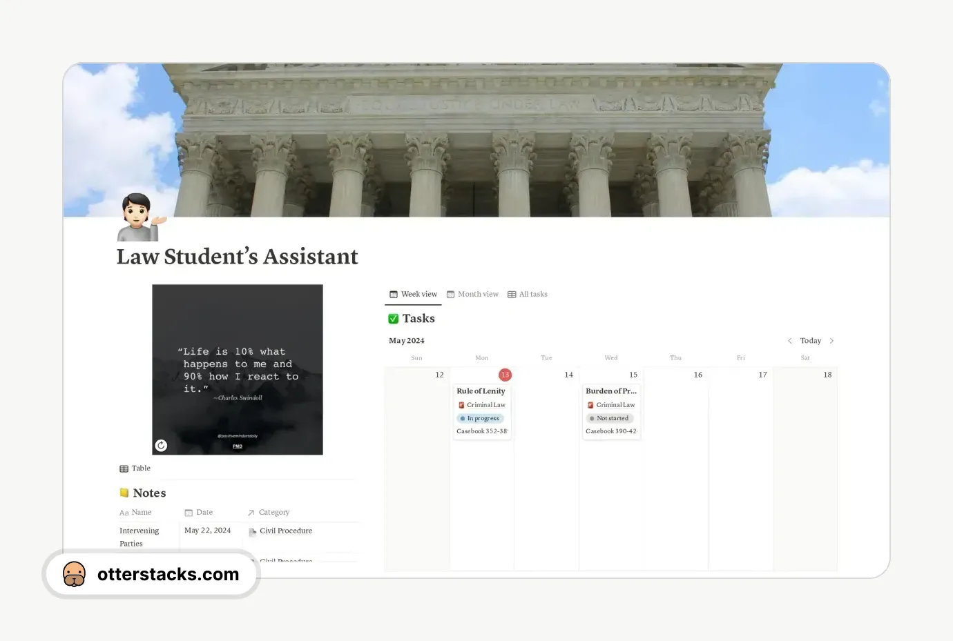 Notion template Law Student's Assistant