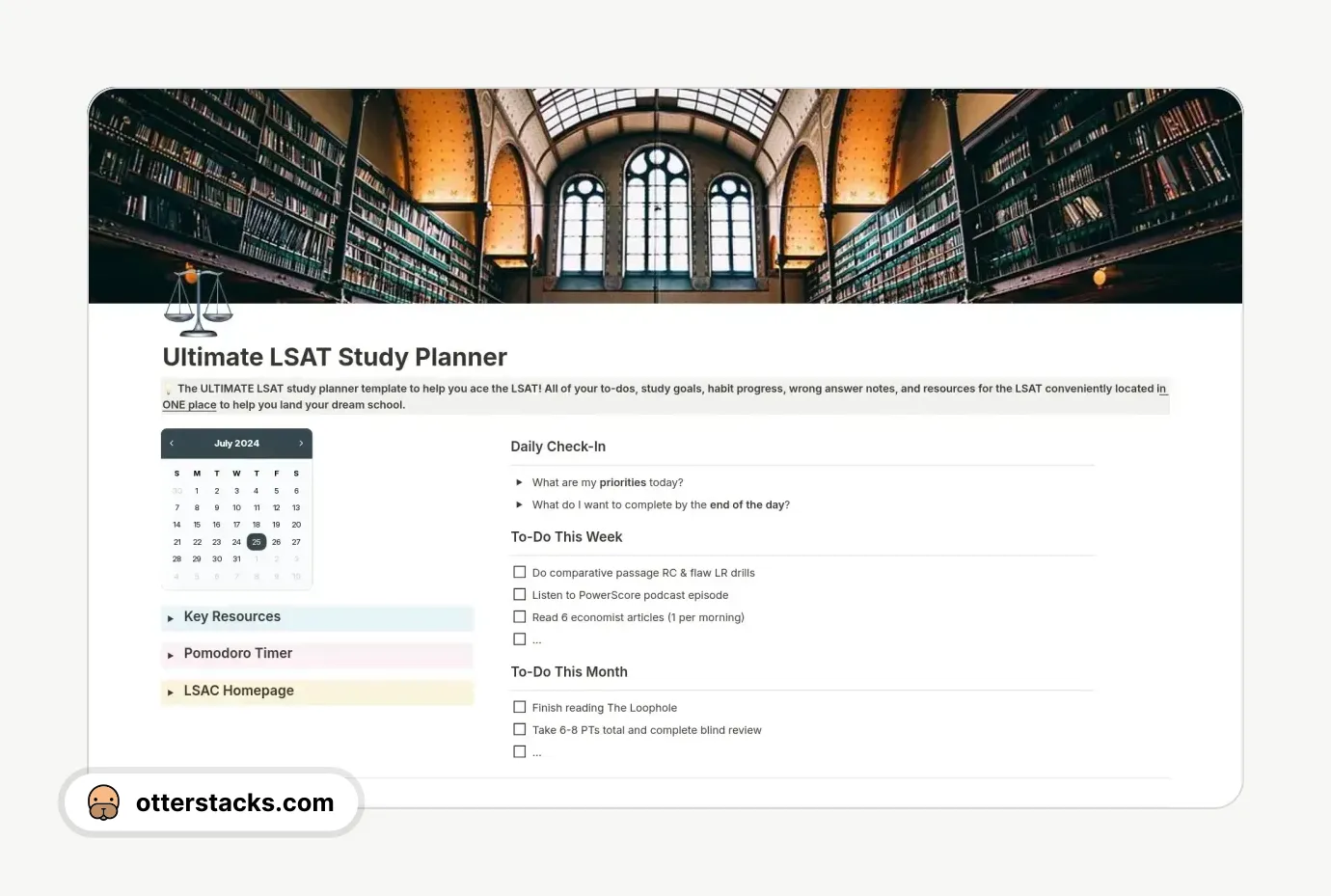 Notion template Ultimate LSAT Study Planner