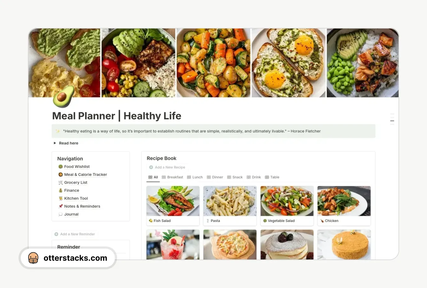 Notion template Meal Planner