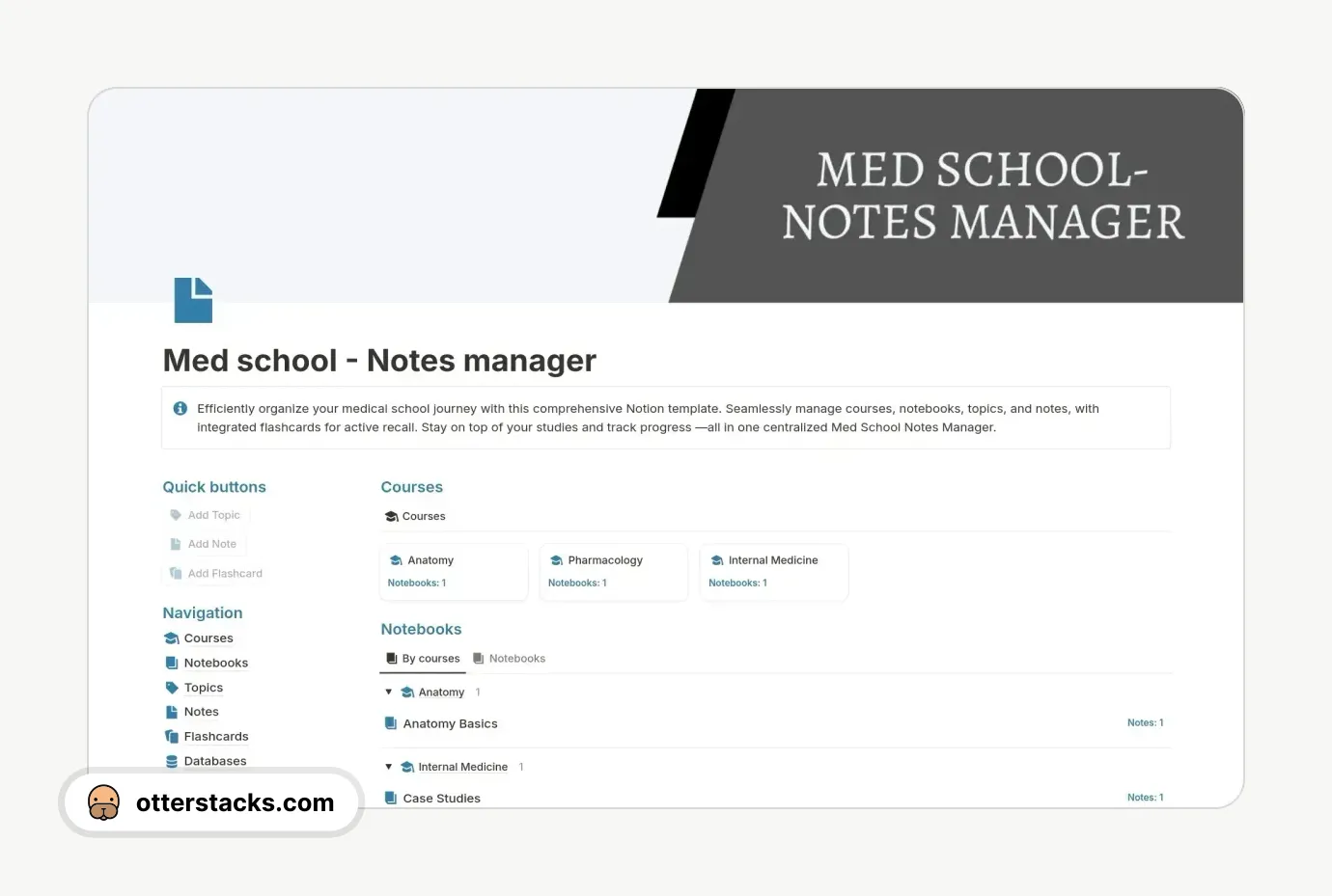 Notion template Med school - Notes manager