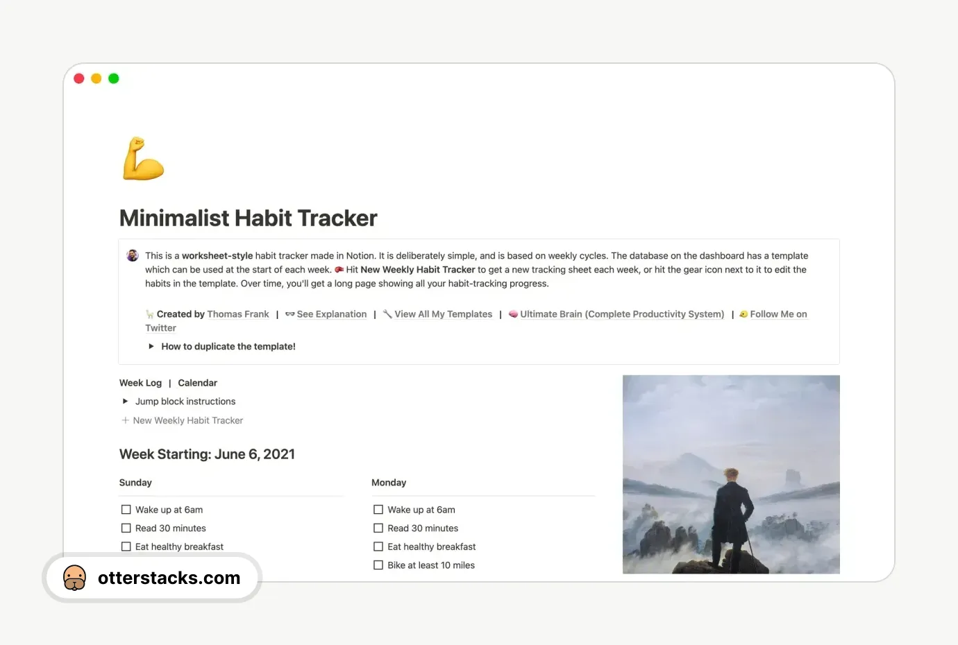 Notion template Minimalist Habit Tracker