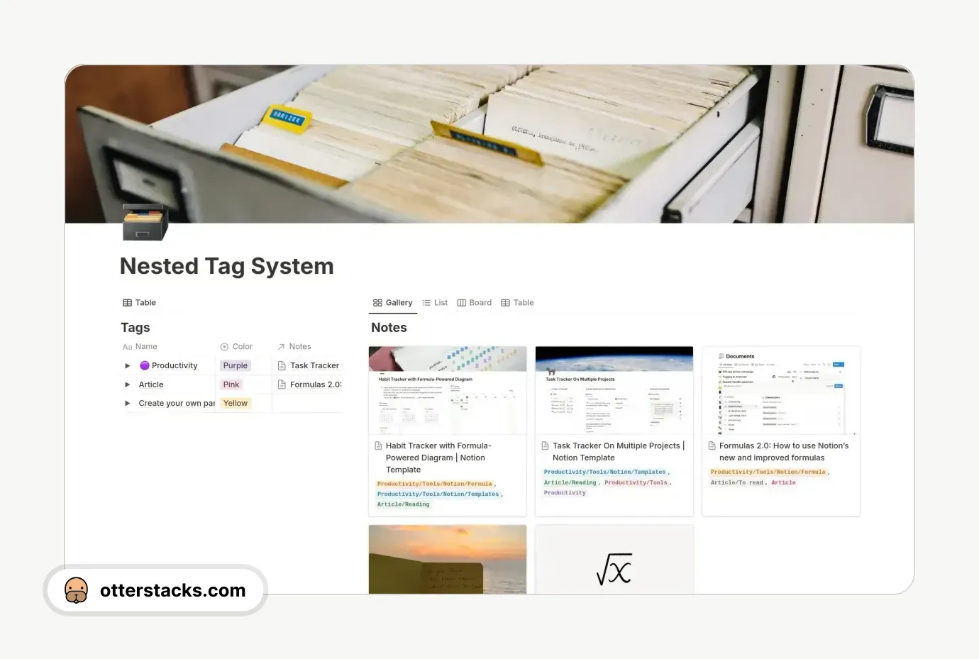 Notion template Nested Tag System