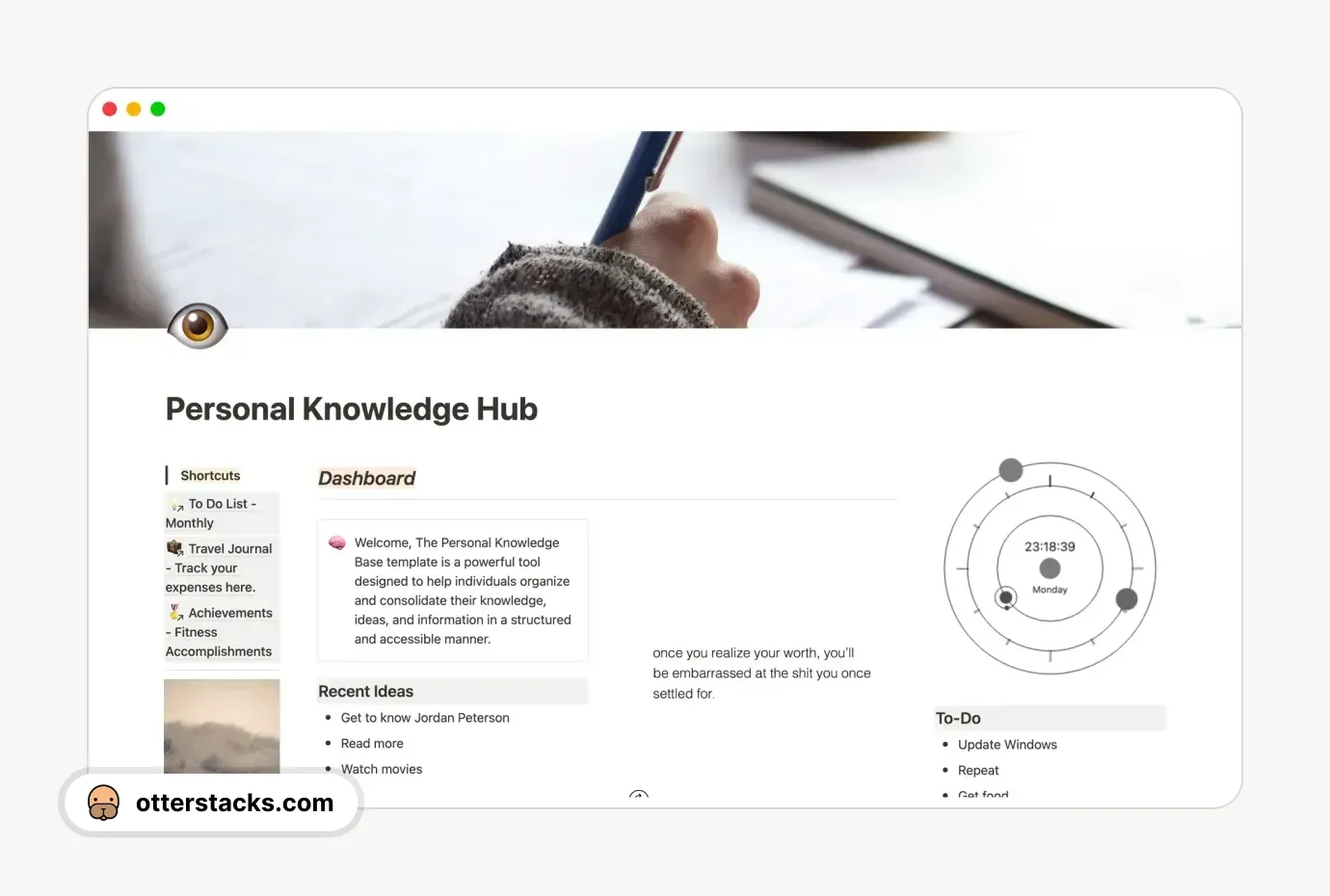 Notion template Personal Knowledge Hub