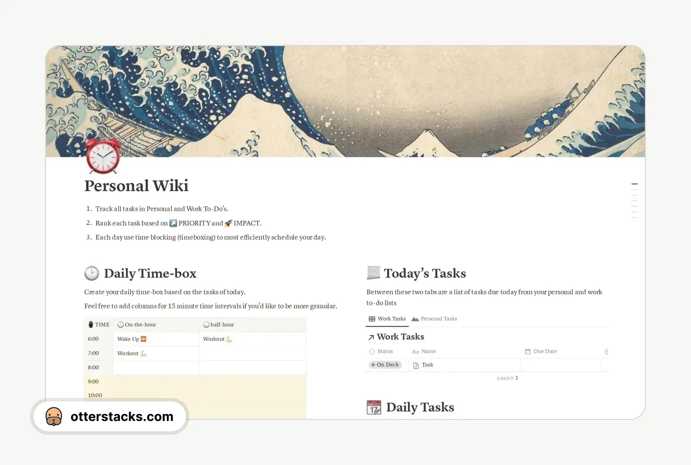 Notion template Personal Wiki