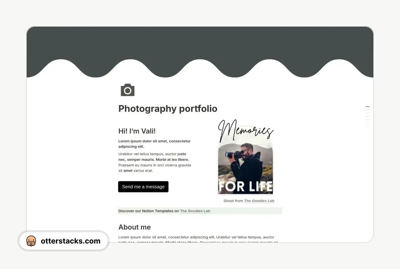 Notion template Photography Portfolio Site