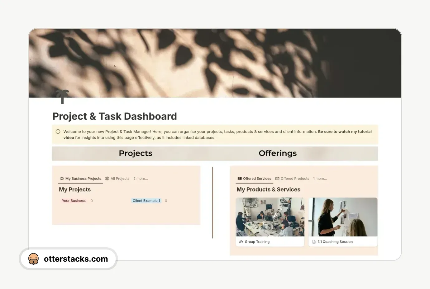 Notion template Project & Task Dashboard