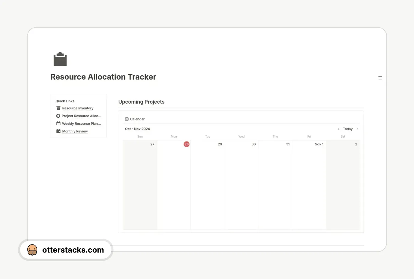 Notion template Resource Allocation Tracker