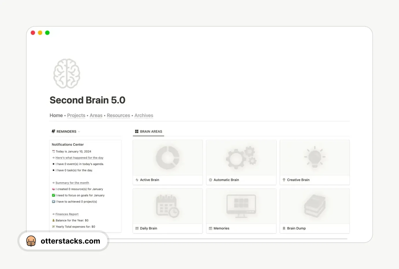 Notion template Second Brain 5.0