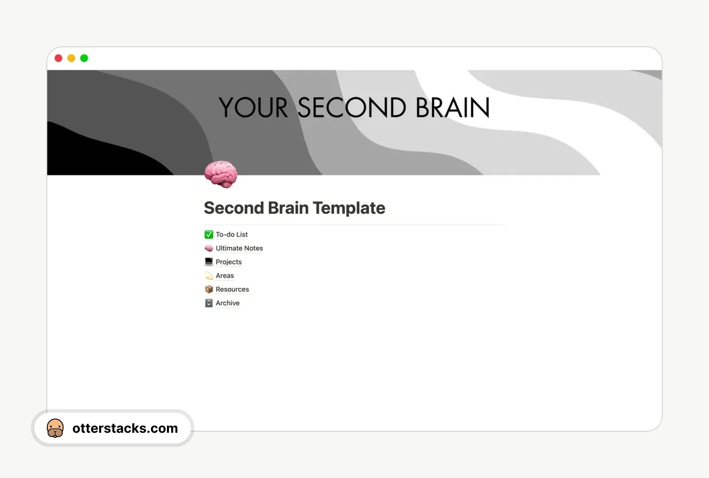 Notion template Second Brain