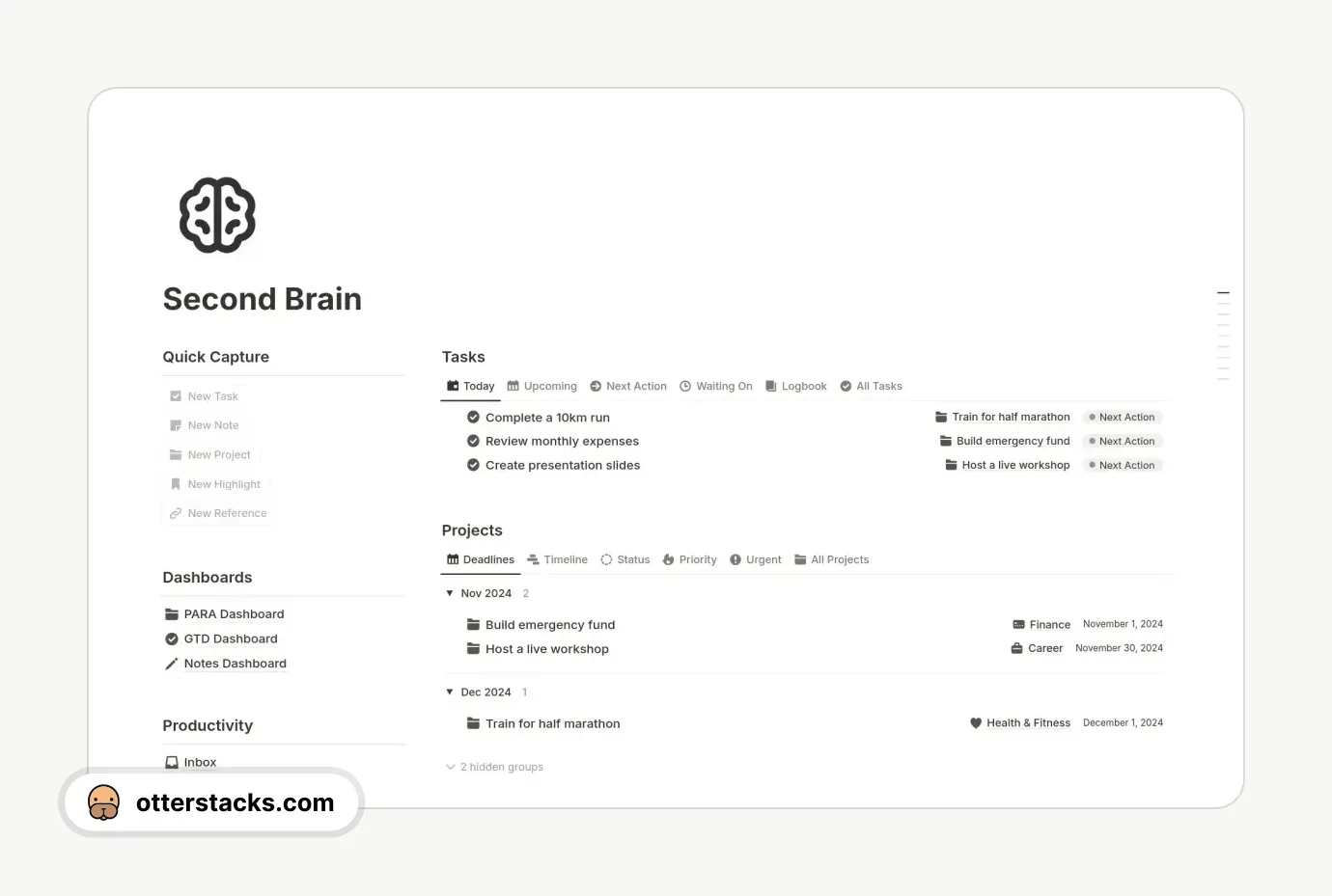 Notion template Second Brain