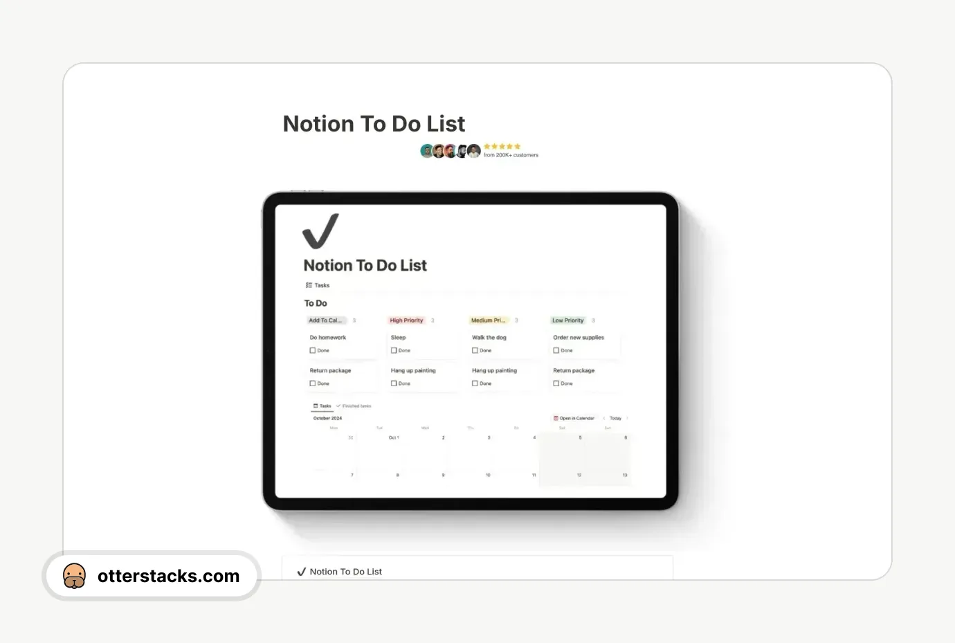 Notion template Simple To Do List