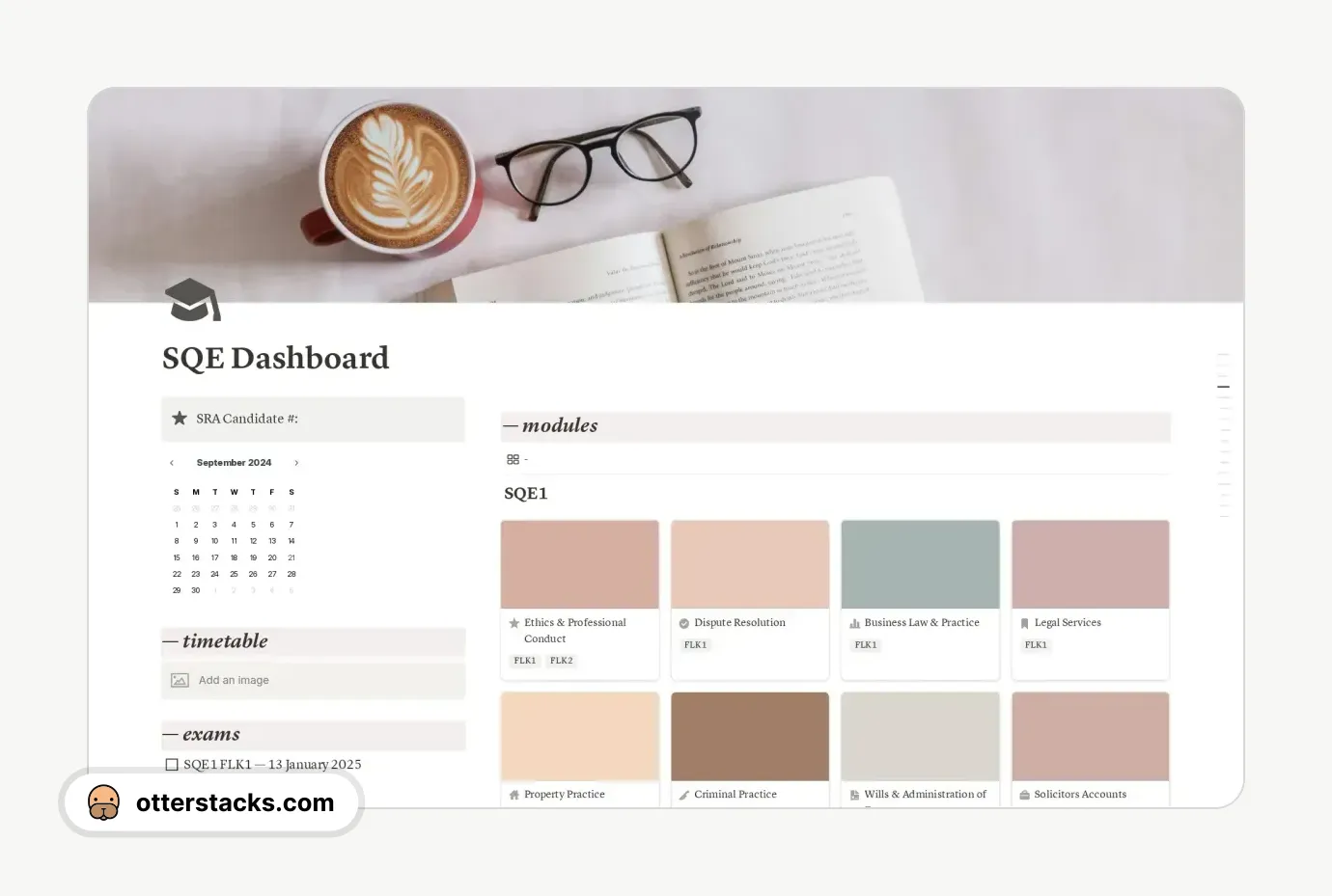 Notion template SQE Planner | Dashboard | Notes Organisation