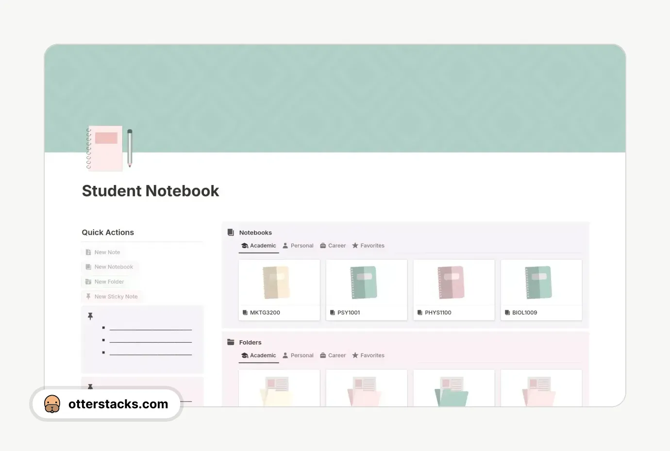 Notion template Student Notebook and Note Bundle